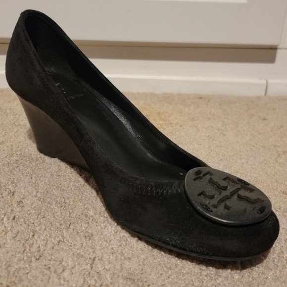 Tory Burch Sally Split Suede Wedge Heels Pumps Size 10.5 - Picture 2 of 8